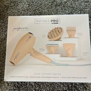 Conair InfinitiPRO Ionic Ceramic Hair Dryer Pink 1875W 4 Attachments